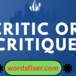 critic or critique